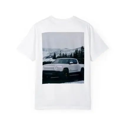 Rivian R1T White Truck Snowy Mountain Road