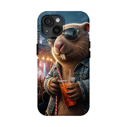 Cool Capybara Drinking at Rock Concert