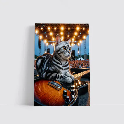 American Shorthair Cat Guitar Concert Stage
