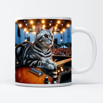 American Shorthair Cat Guitar Concert Stage