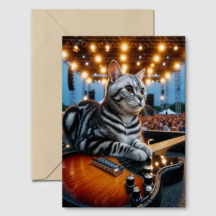American Shorthair Cat Guitar Concert Stage