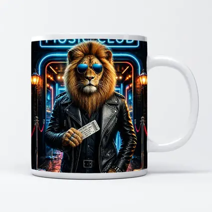 Lion in Leather Jacket at Music Club