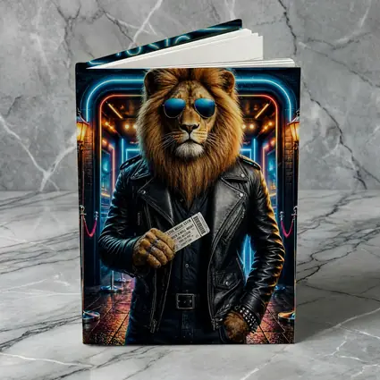 Lion in Leather Jacket at Music Club