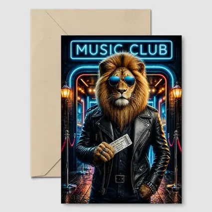 Lion in Leather Jacket at Music Club