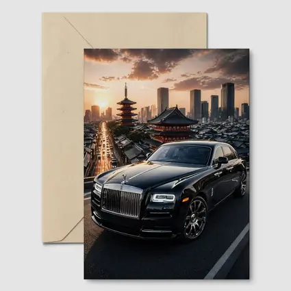 Rolls Royce Ghost Black Tokyo City Sunset