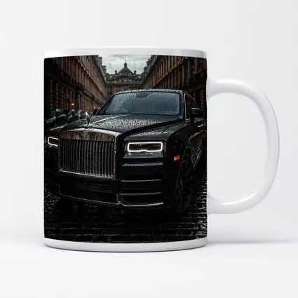 Rolls Royce Cullinan Black Wet City Street