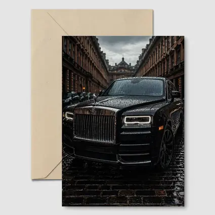 Rolls Royce Cullinan Black Wet City Street