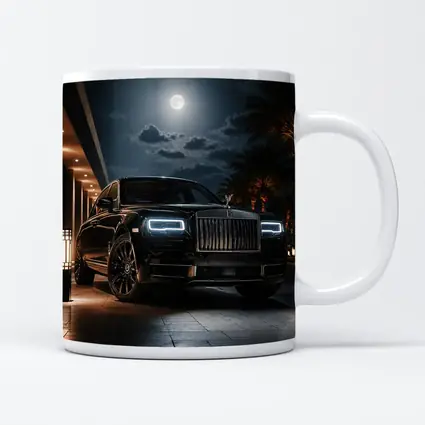 Rolls Royce Cullinan Black Night Moonlit Scene