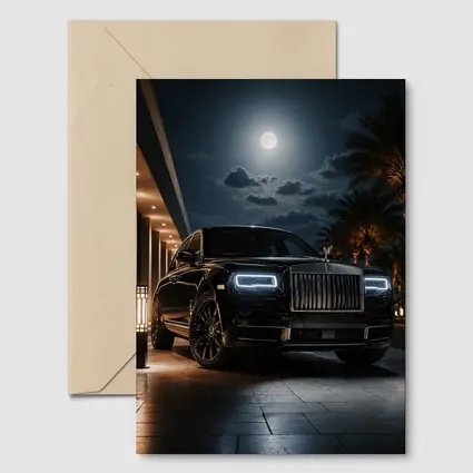 Rolls Royce Cullinan Black Night Moonlit Scene
