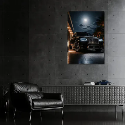 Rolls Royce Cullinan Black Night Moonlit Scene