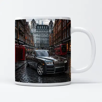 Rolls Royce Ghost London Wet Cobblestone Street