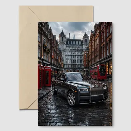 Rolls Royce Ghost London Wet Cobblestone Street