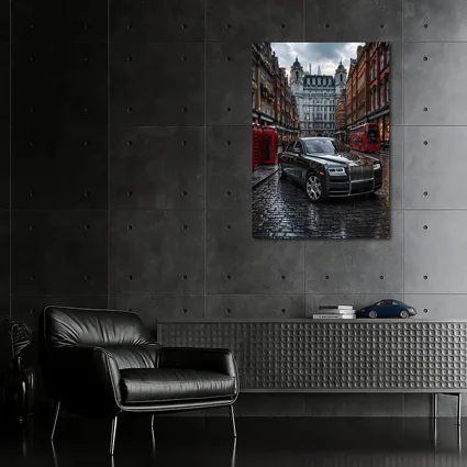 Rolls Royce Ghost London Wet Cobblestone Street