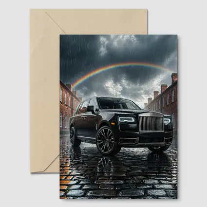 Rolls Royce Cullinan Black Rain Cobblestone Street