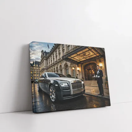 Rolls Royce Ghost Outside Luxury Hotel Entrance