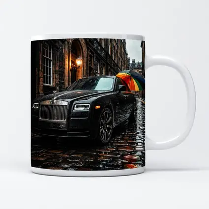 Rolls Royce Ghost Rainy Cobblestone Street