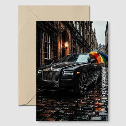 Rolls Royce Ghost Rainy Cobblestone Street