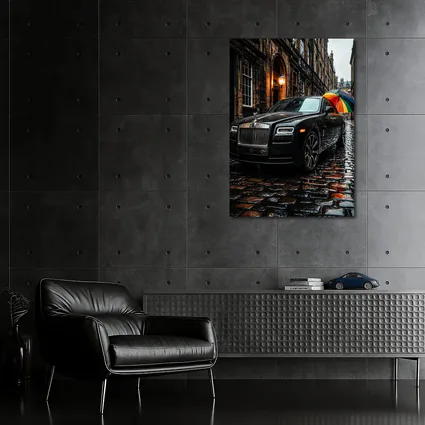 Rolls Royce Ghost Rainy Cobblestone Street