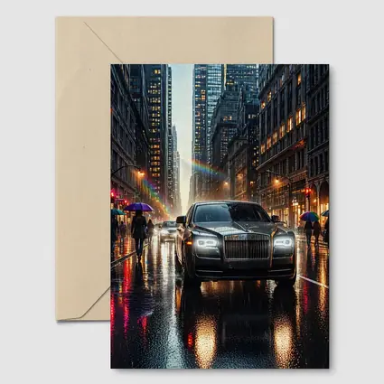 Rolls Royce Ghost Rainy City Street Night