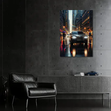 Rolls Royce Ghost Rainy City Street Night