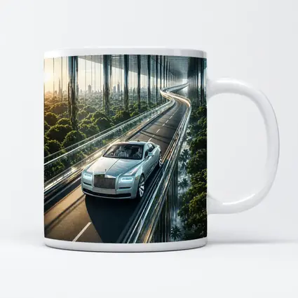 Rolls Royce Ghost Cruising Futuristic Forest Highway