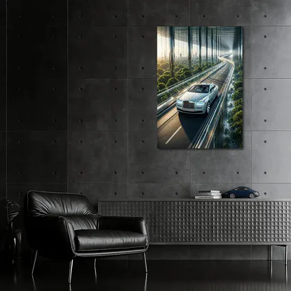 Rolls Royce Ghost Cruising Futuristic Forest Highway