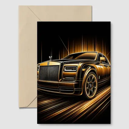Rolls Royce Phantom Gold Black Abstract Art