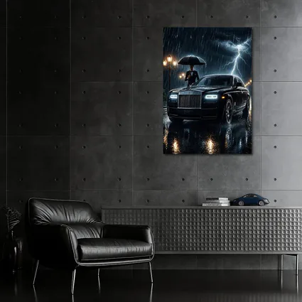 Rolls Royce Phantom Black Rainy Night Storm