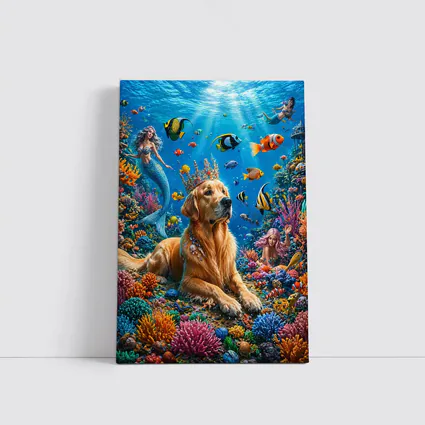 Golden Retriever King Underwater Coral Reef Fantasy