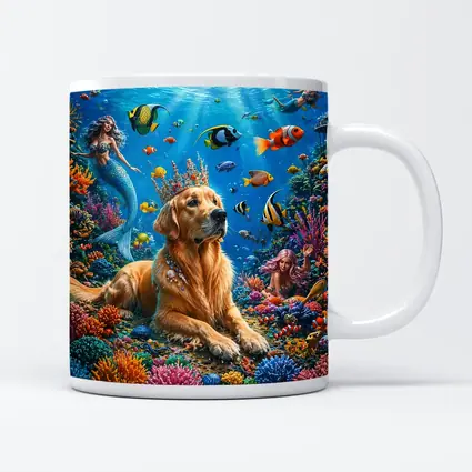 Golden Retriever King Underwater Coral Reef Fantasy