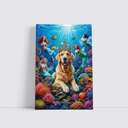 Golden Retriever King Underwater Mermaid Fantasy