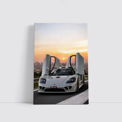 Saleen S7 White Supercar City Sunset