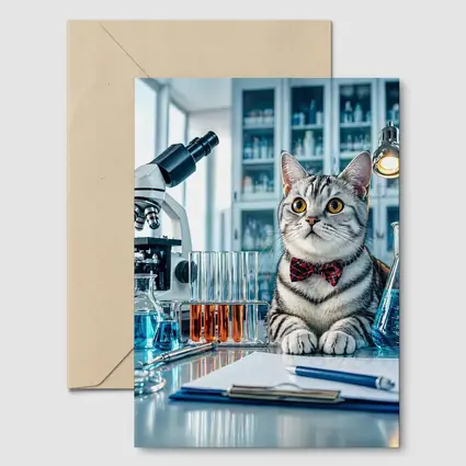 American Shorthair Cat Scientist Laboratory Setting