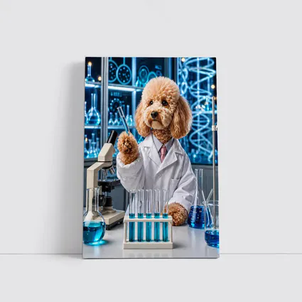 Poodle Scientist In High Tech Laboratory