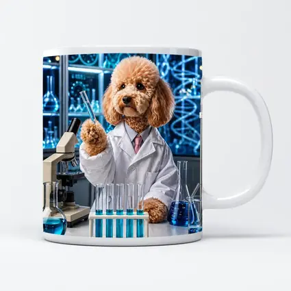 Poodle Scientist In High Tech Laboratory