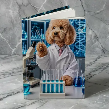 Poodle Scientist In High Tech Laboratory