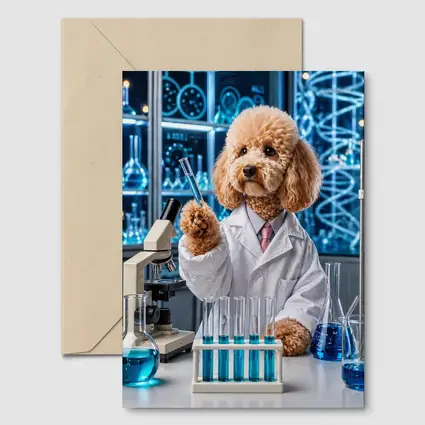 Poodle Scientist In High Tech Laboratory