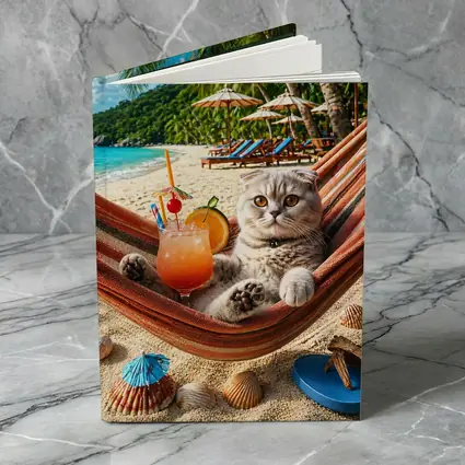 Scottish Fold Cat Relaxing Beach Hammock Cocktail