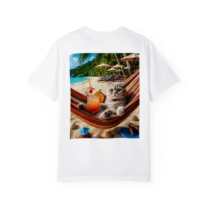 Scottish Fold Cat Relaxing Beach Hammock Cocktail