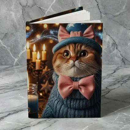 Scottish Fold Cat Wizard Hat Candles Magic