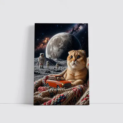 Scottish Fold Cat Moon Space Astronauts Scene