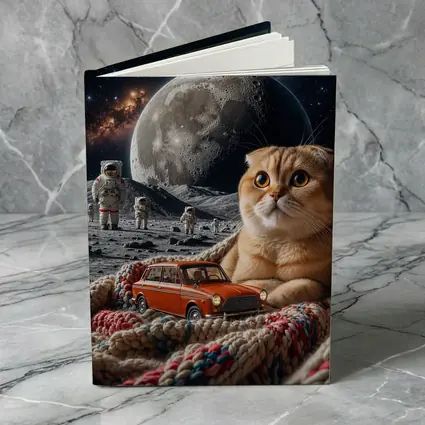 Scottish Fold Cat Moon Space Astronauts Scene