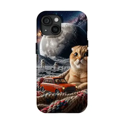 Scottish Fold Cat Moon Space Astronauts Scene
