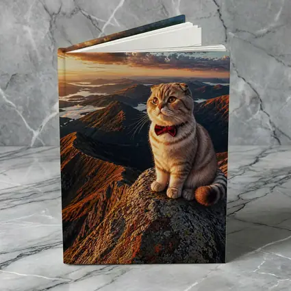 Scottish Fold Cat Mountain Sunset Landscape