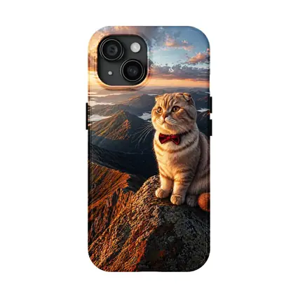 Scottish Fold Cat Mountain Sunset Landscape