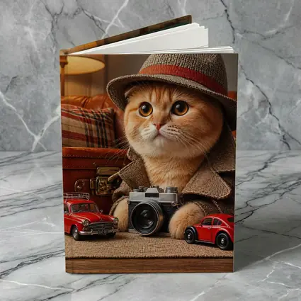 Scottish Fold Detective Cat Camera Retro Cars
