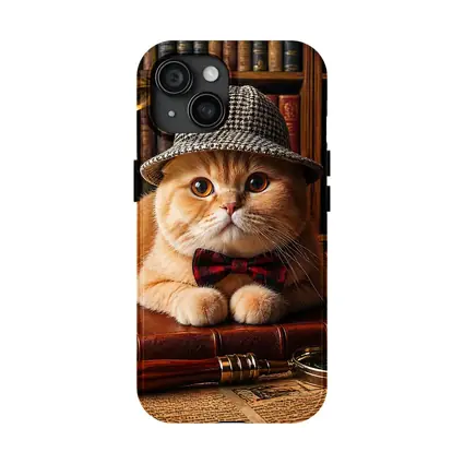 Scottish Fold Cat Detective Library Setting