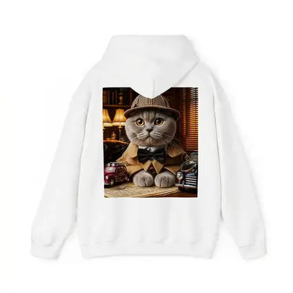 Scottish Fold Detective Cat Library Setting
