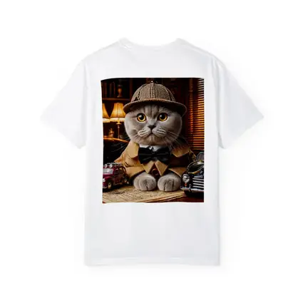 Scottish Fold Detective Cat Library Setting