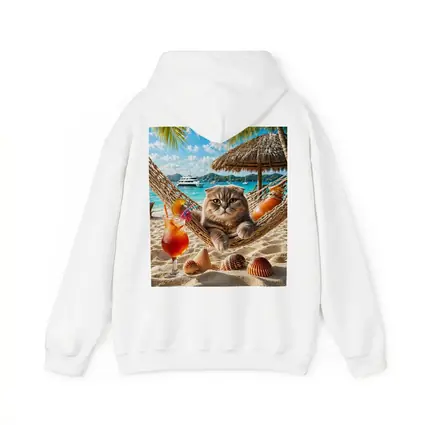 Scottish Fold Cat Relaxing Beach Hammock Cocktail
